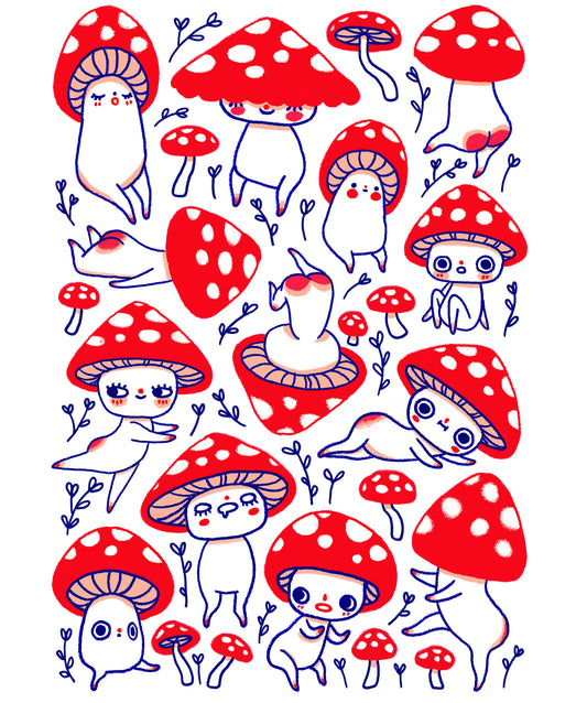 Cheeky Mushrooms - A3 Print