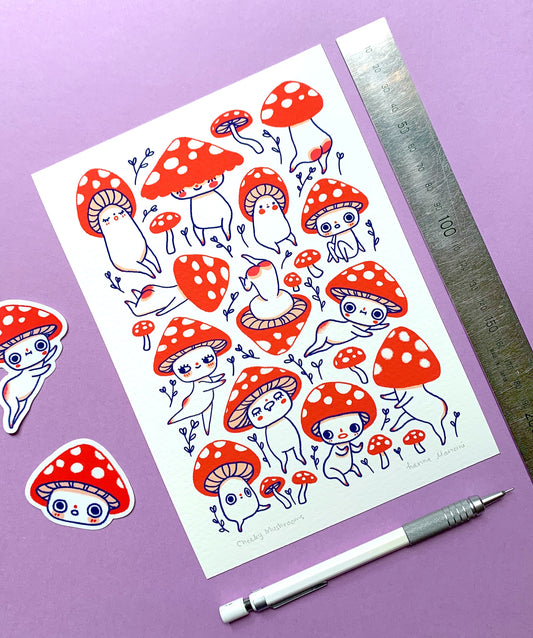 Cheeky Mushrooms - A5 Print