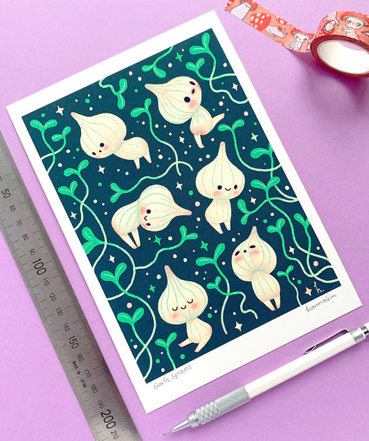 Garlic Sprouts - A5 Print