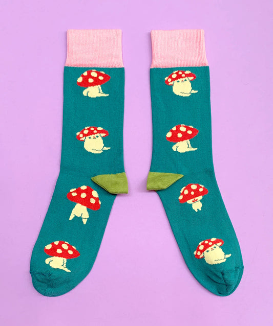Mushroom Socks - Teal