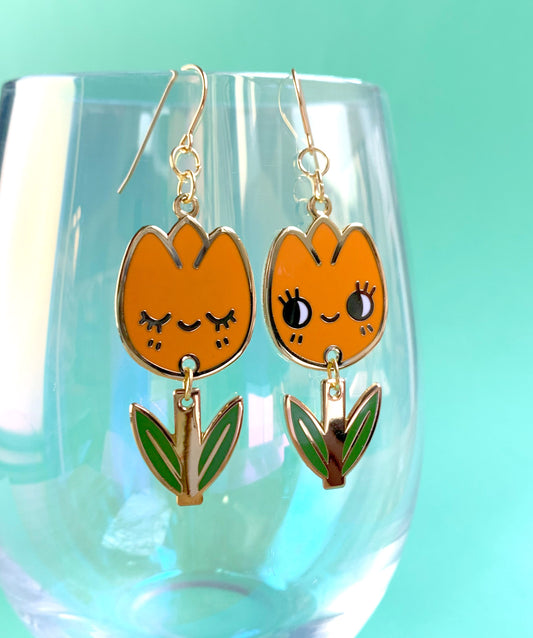 Tulip Enamel Earrings