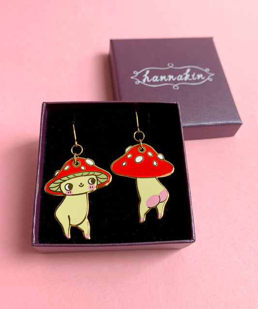 Mushroom Enamel Earrings