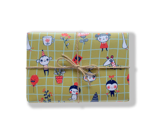 Friends & Bobs (Mustard) - Wrapping Paper - 3 PACK