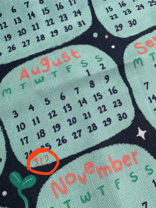 SECONDS/SAMPLE - 2026 Calendar Tea Towel