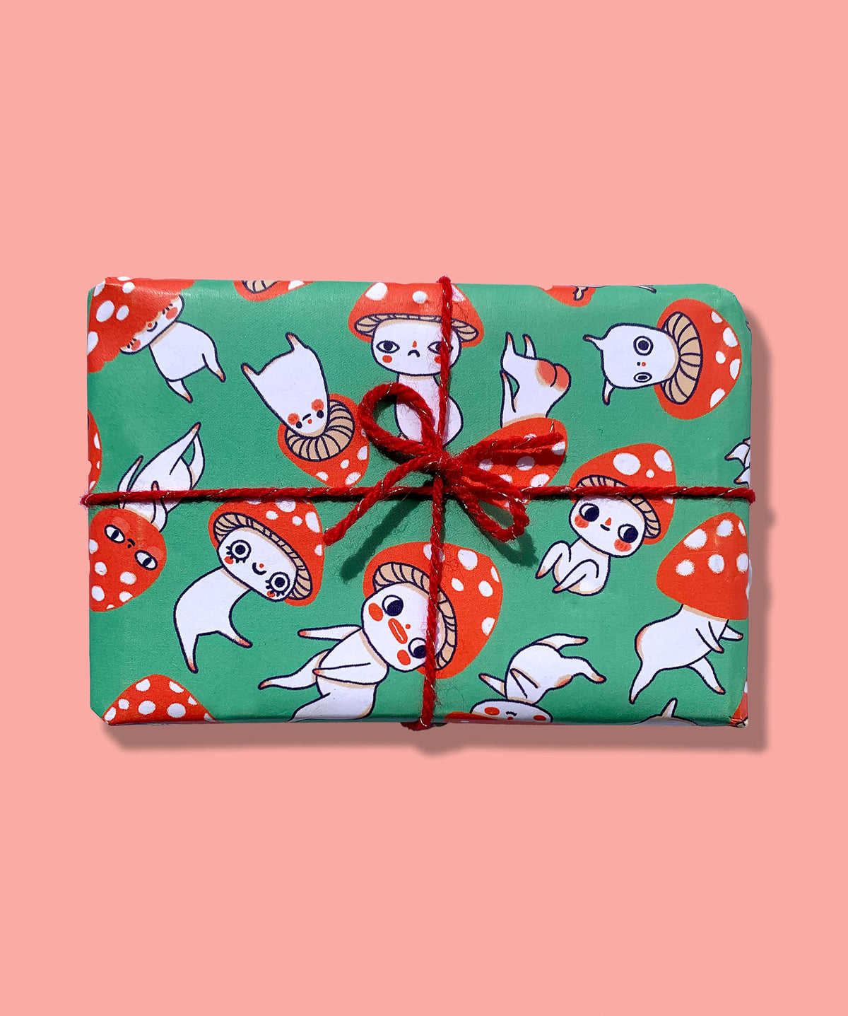 Cheeky Mushrooms (Green) - Wrapping Paper - Single Sheet