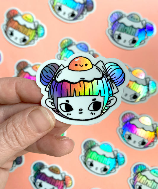 Egg Buns - Holographic Vinyl Sticker