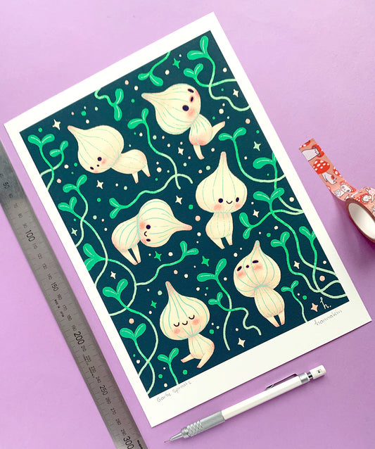 Garlic Sprouts - A4 Print