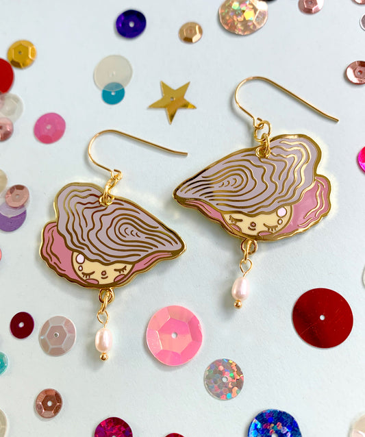 Pearl Enamel Earrings