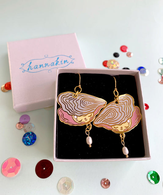 Pearl Enamel Earrings