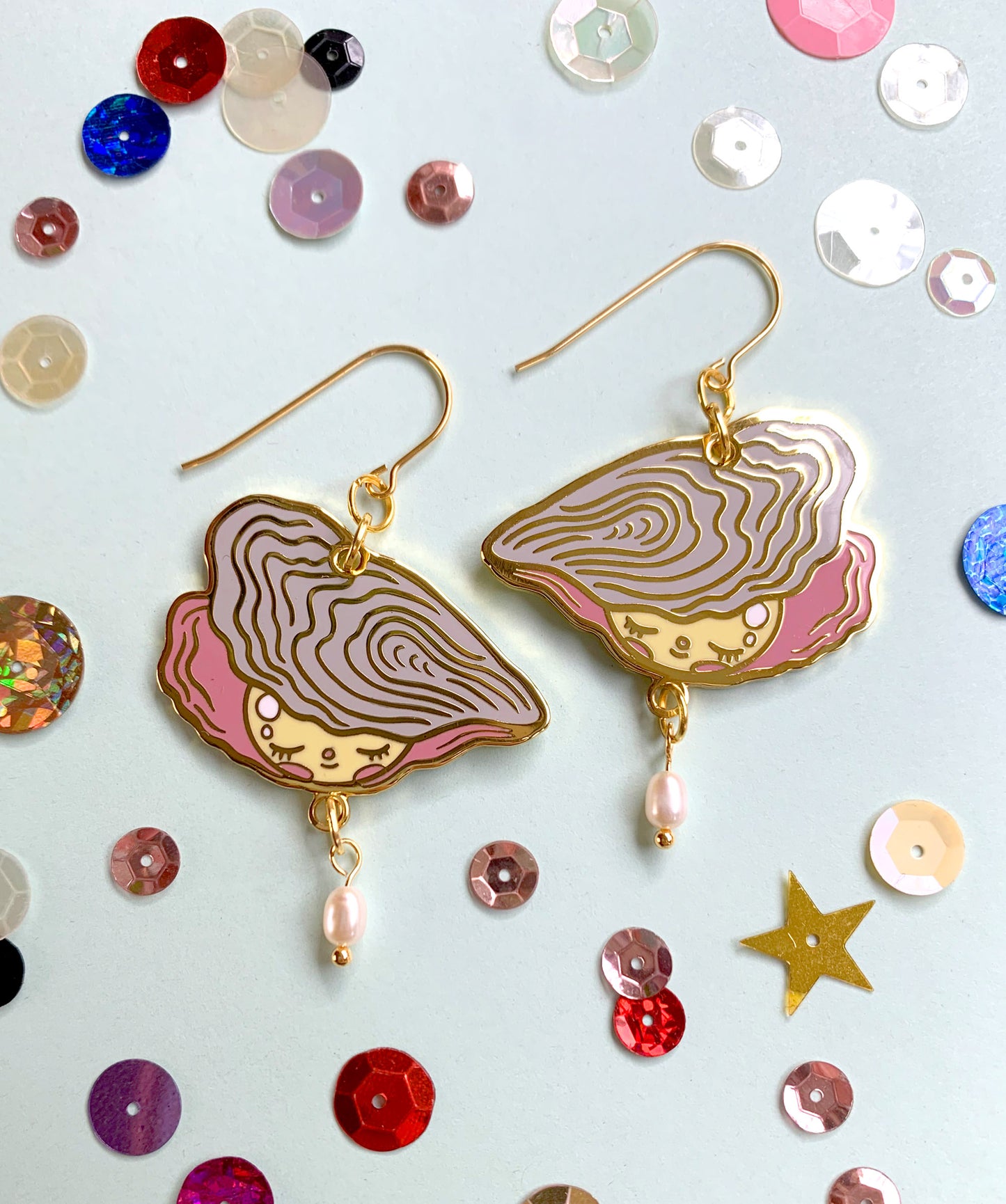 Pearl Enamel Earrings