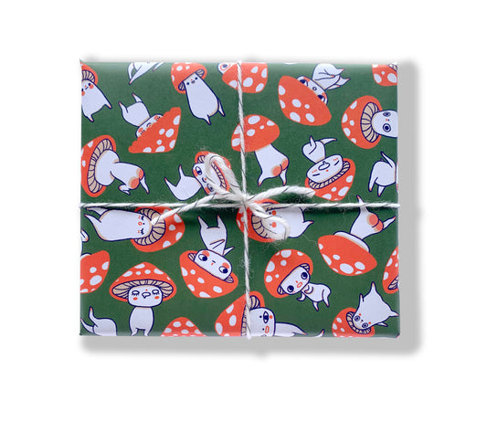 Mushfriends (Green) - Wrapping Paper - 3 PACK