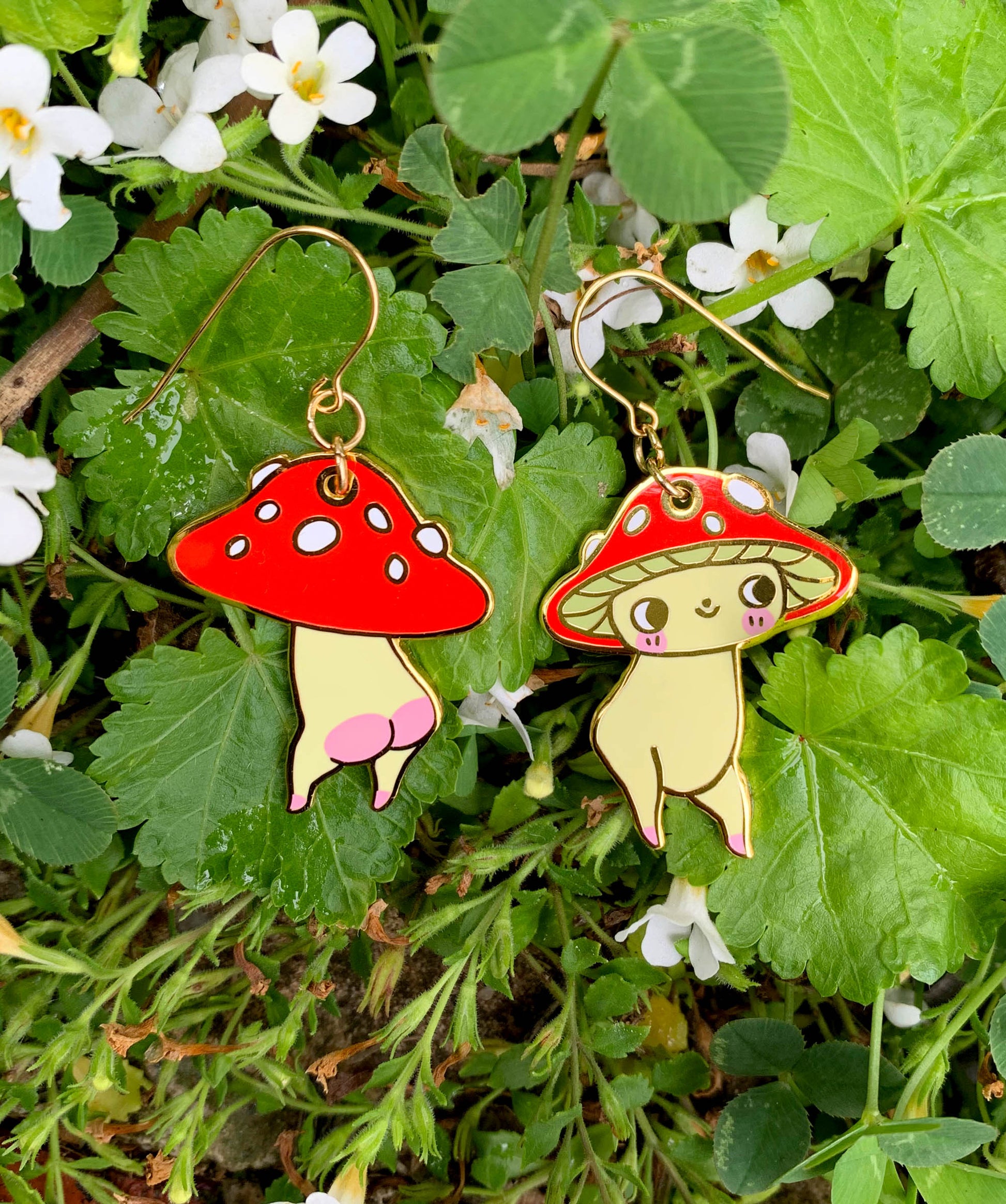 Mushroom Enamel Earrings – Hannakin - Main Image