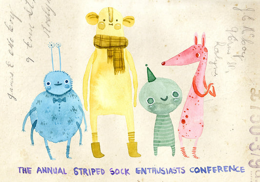 The Annual Striped Sock Enthusiasts Conference - Greeting Card
